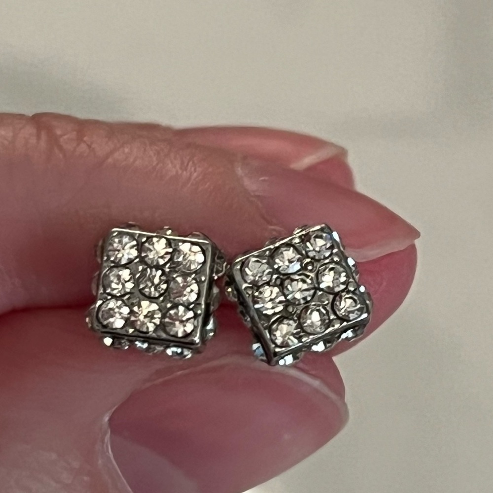 Dainty Cz Square Stud Earrings